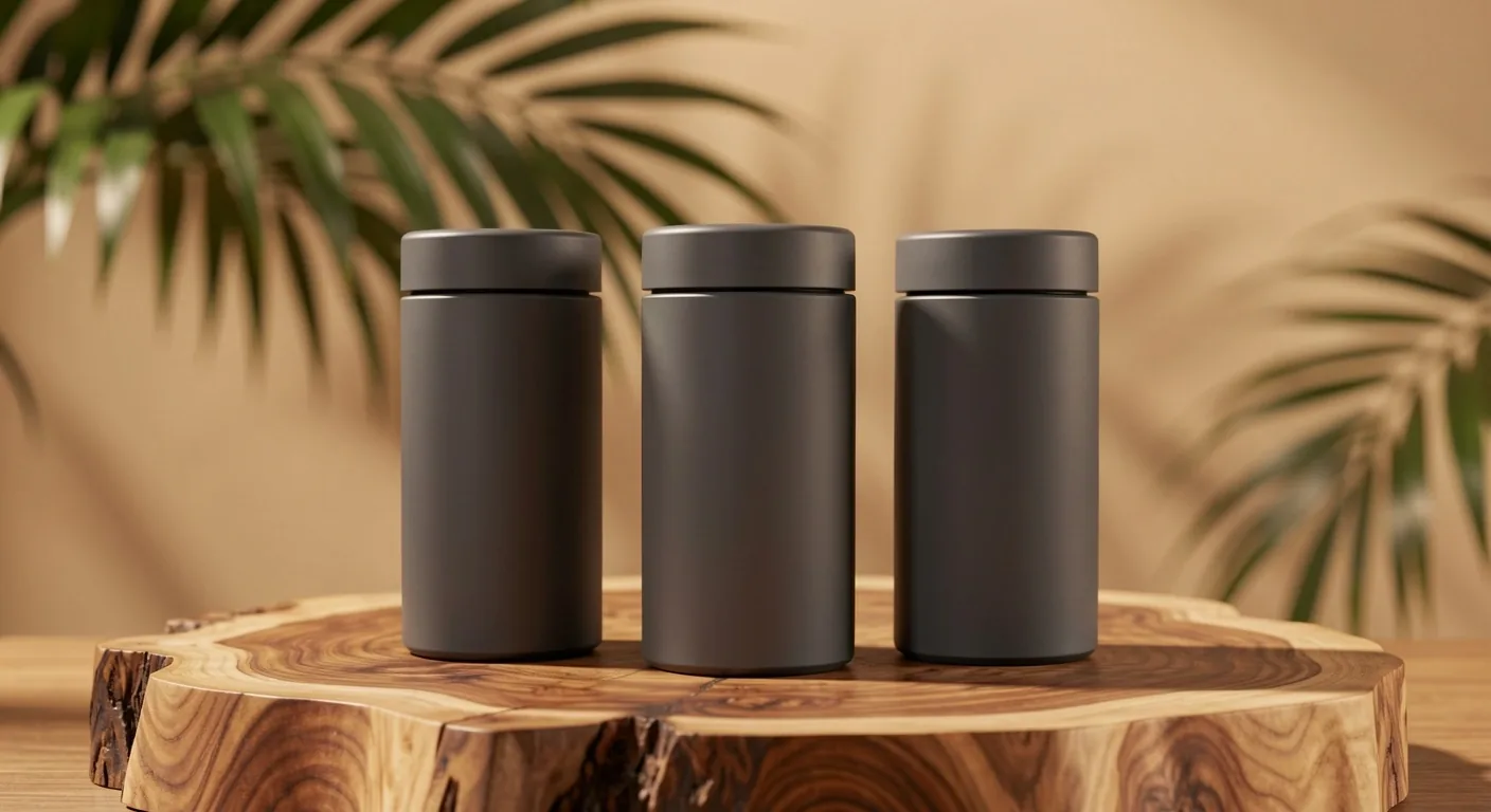 Natural men's vitamin supplement bottles in studio lighting